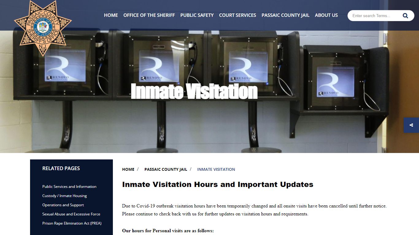 Inmate Visitation - Passaic County Sheriff s Office